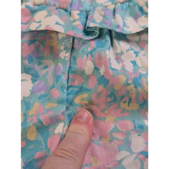 Vtg Floral Baby Romper Newborn Short Sleeve Pink Blue Mayfair Artsy Girly Cute - Picture 7 of 7
